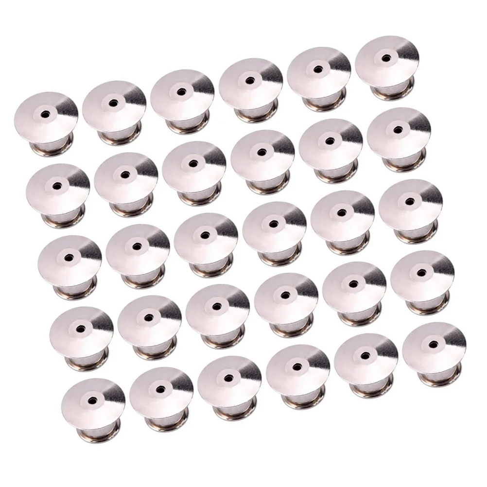 

30PCS Durable Metal Flat Locking Pin Backs Brooch Badge Accessories (Silver)