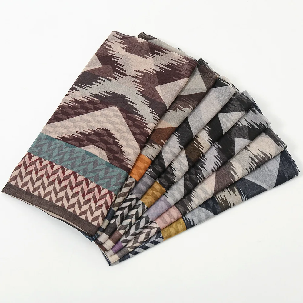 

Новинка 2021, шарф с геометрическим принтом, хлопковые шарфы, шали