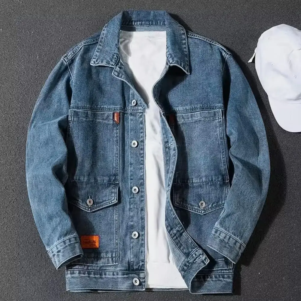 Мужская джинсовая куртка осенняя повседневная в стиле хип-хоп пальто