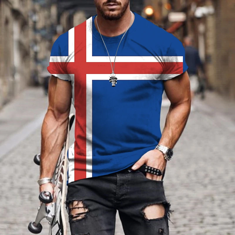 

Summer Men's Top 3D National Flag Flag Print T Shirt 2022 New Slim Fit Men Short Sleeve Fashion Plus Size Sportswear XL