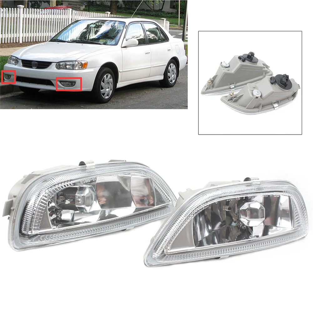 

For 2001 2002 Toyota Corolla JDM Clear Driving Fog Lights Lamps Pair Left+Right