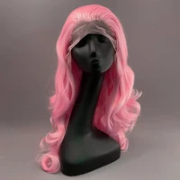 linna synthetic pink color wigs for women lace front long wavy fashion hair high temperature fiber cosplaydailyparty