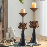 nordic retro iron candlestick romantic candlelight dinner candle holder for wedding dining table home decor candlestick stand