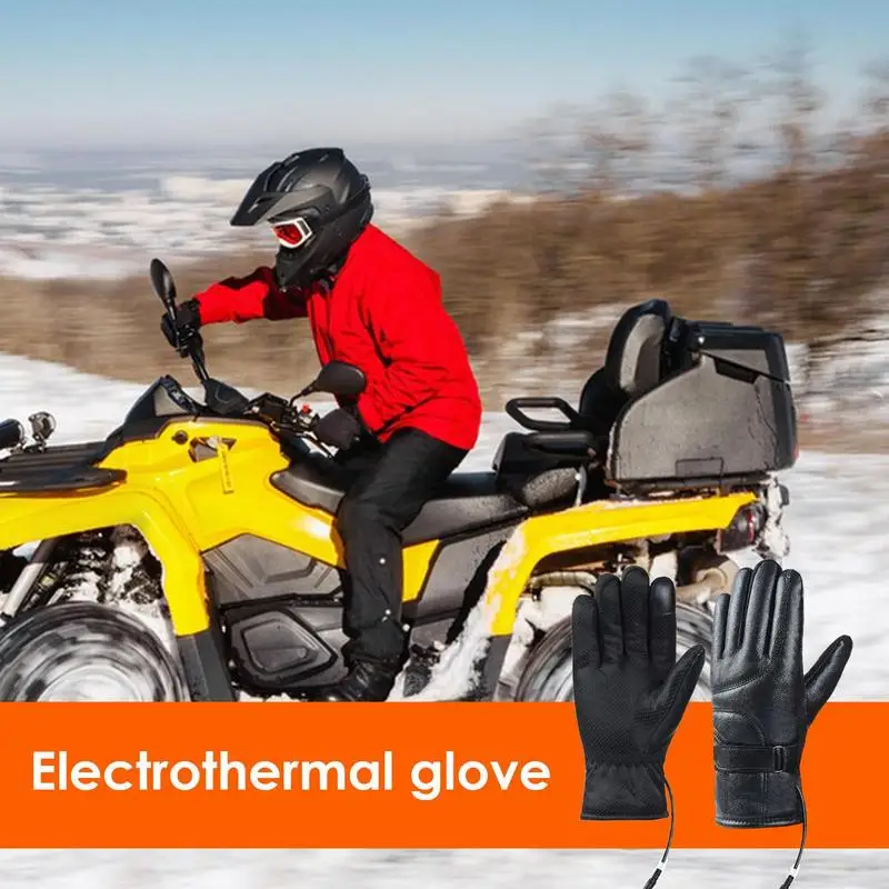 

USB Rechargeable Warm Gloves Waterproof Windproof Motorbike Riding Gloves Leather Gloves Winter Heating Gloves Electric Heating