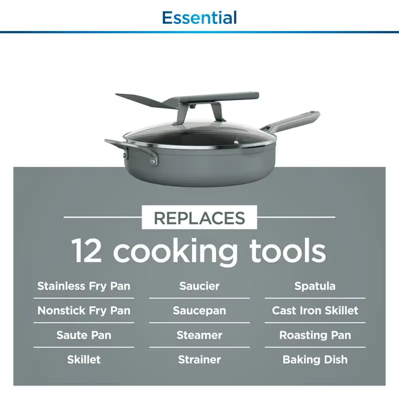 

2023 New NEW NeverStick PossiblePan, Sea Salt Grey CW100GY Cookware Set Cooking Pots and Pans Set Include Frying Pans