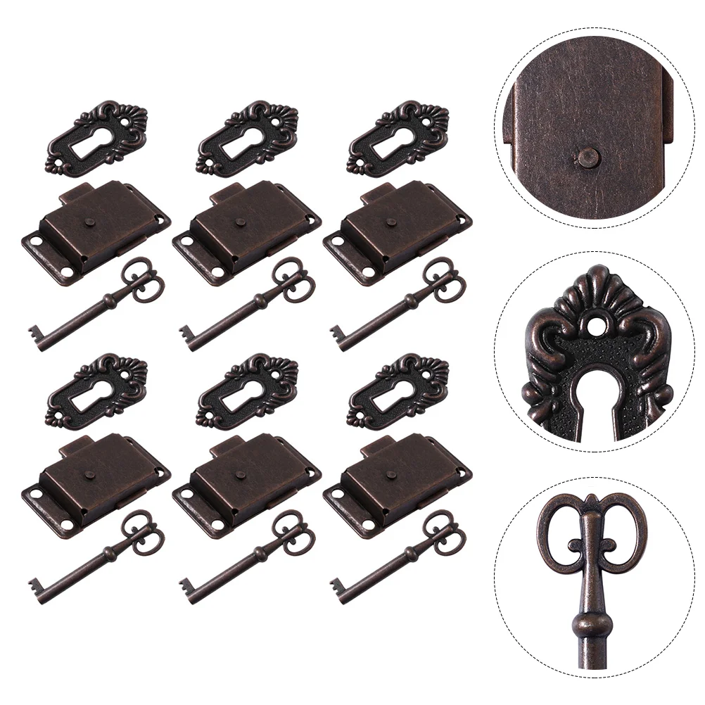 

6 Sets Lock Vintage Latch Cupboard Latches Buckle Iron Metal Locks Decorative