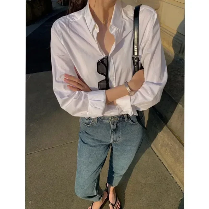 Женская рубашка с длинным рукавом и воротником-стойкой