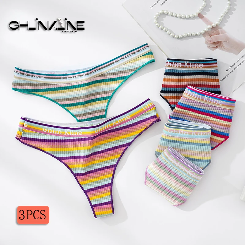 Sexy Female Mini Thong Low Rise Woman Clothing Hipster Letter Belt Girl String Colorful Stripped Plus Size Lingereie Underwear