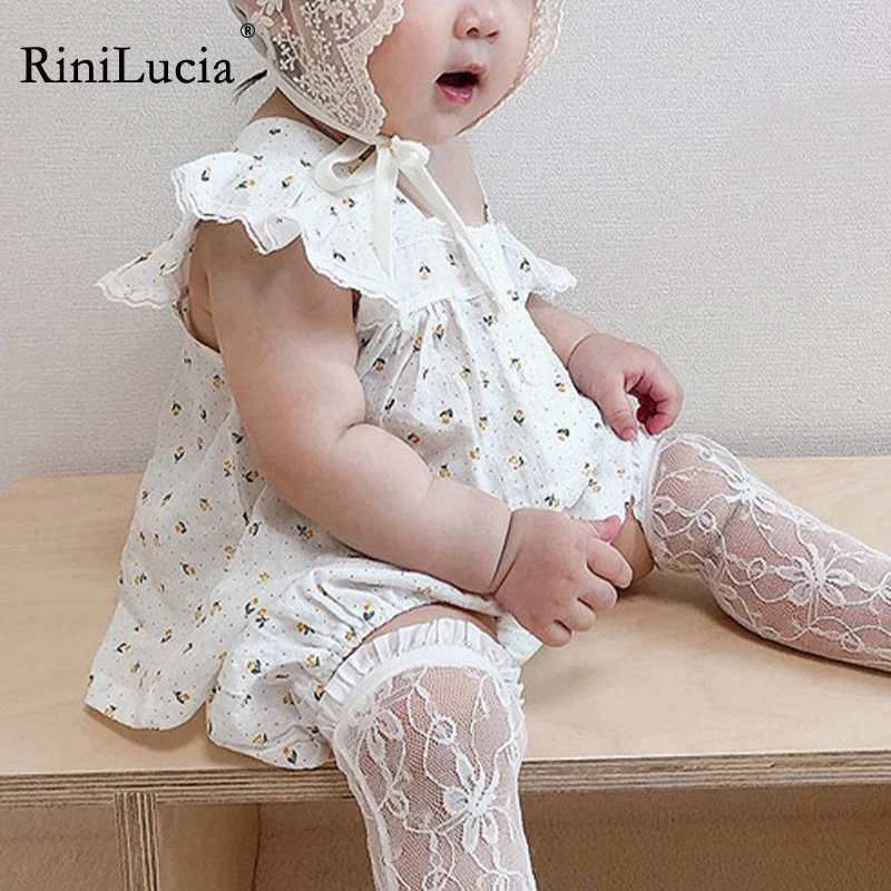 

RiniLucia Baby Girl Summer Clothes Set Fashion Newborn Infant Floral Print Cotton Ruffles Romper Shorts Outfits