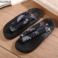 mens clogs japanese wooden floral slippers shoes cosplay creepers japanese harajuku clogs mixed colors new 2022