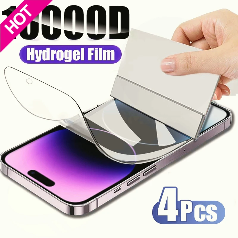 

4Pcs Hydrogel Film Full Cover For iPhone 11 12 13 14 Pro Max mini Screen Protector For iPhone 14 8 7 Plus 6 XS SE 2020 Not Glass