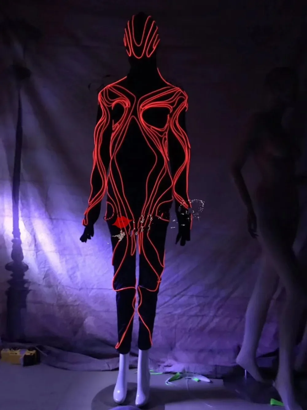 Сексуальный сценический женский танцевальный оптоволоконный светодиодный боди