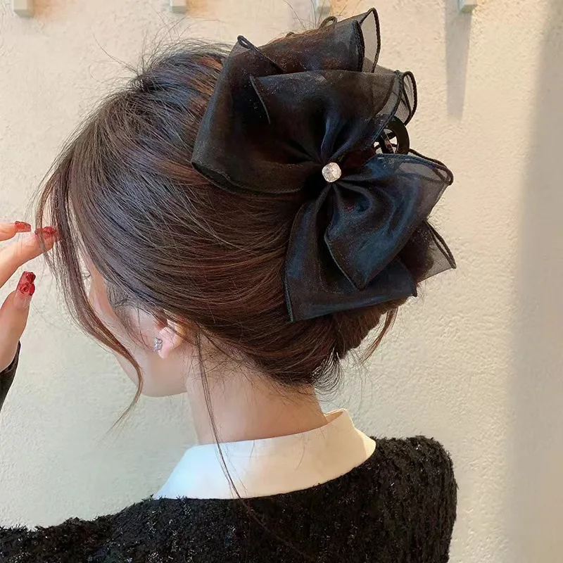 

2023 New Elegant Three Layers Chiffon Bow Hair Claw For Women Sweet Hair Decorate Headband Hair Clip Fashion Hair Accessories