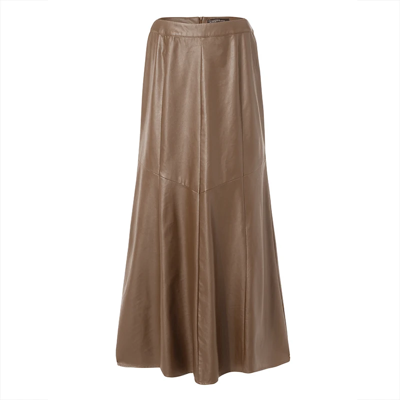

Casual High Waist A-Line Skirt Female Solid OL Fashion PU Leather Skirts Women's Spring Vestidos Robe