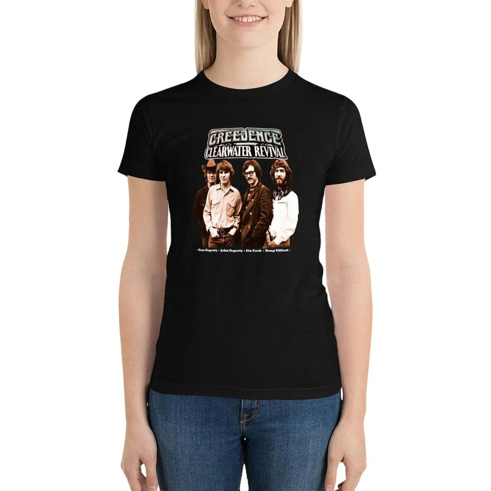 Creedence очистка воды возбуждение Футболка женская одежда хиппи черные футболки для