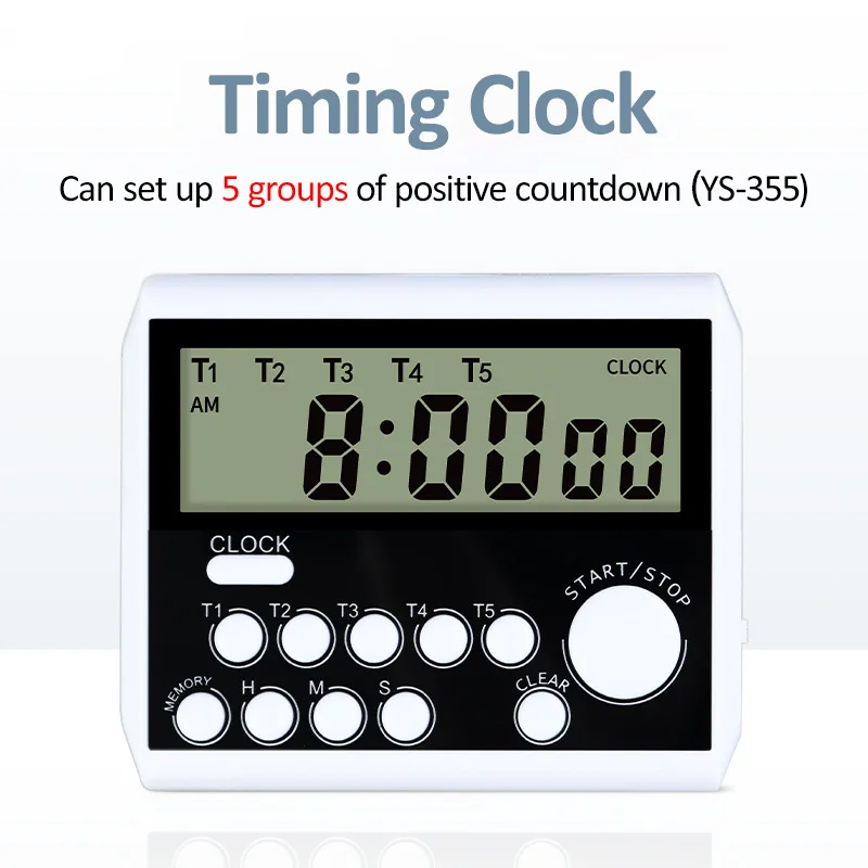 Цифровой Кухонный Таймер 5 Групп Магнитный Электронный Секундомер Обратного