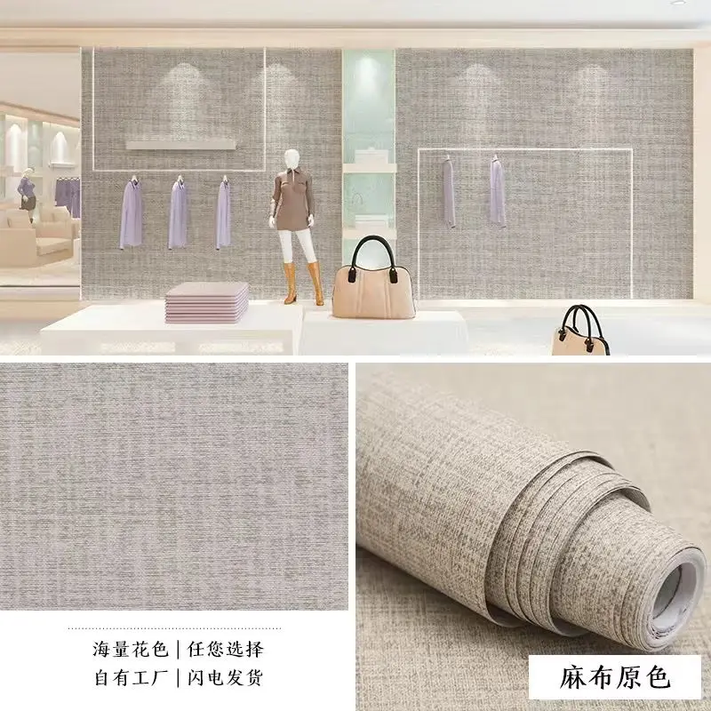 

Vinyl Cloth Wallpaper Self Adhesive PVC Plain Living Room Linen Renovation Sticker TV Background Vinyl Contact Paper Home Decors