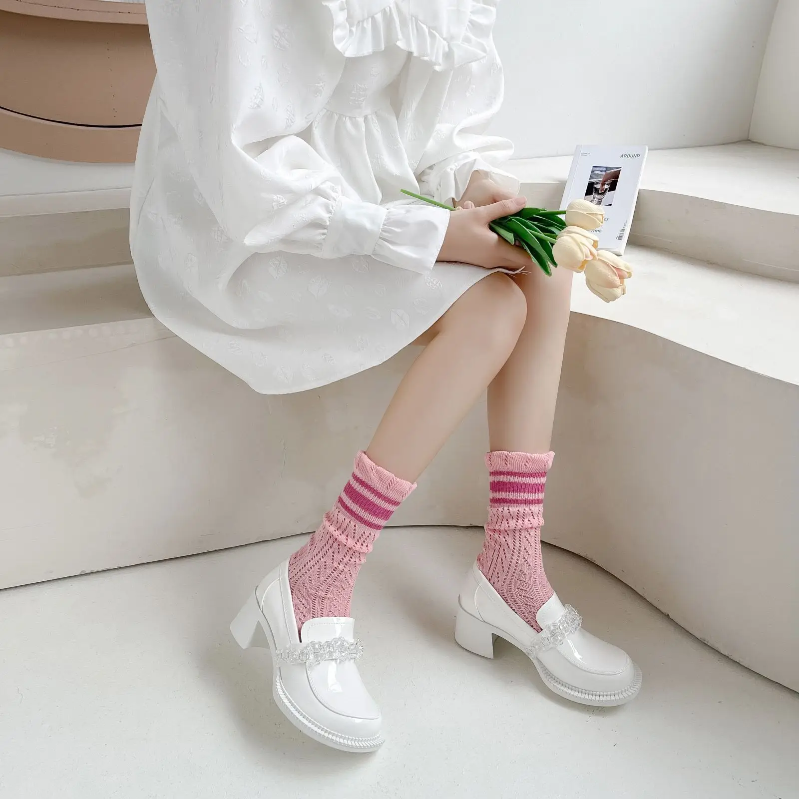 Sports Running Socks Sports Muscle Compression Socks Female Professional Fitness Running Jumping Rope Pressure Socks yoga