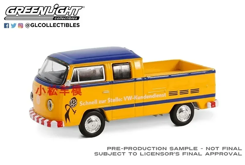 1:64 1977 Volkswagen Type 2 Double Cab Pickup Doka Высокая имитация сплава Модель автомобиля