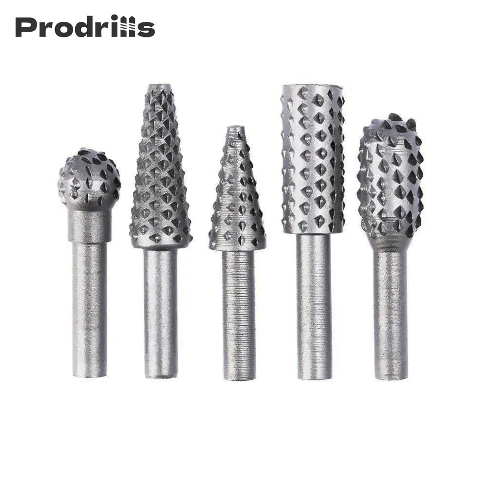 

5 Pcs Rotary File Burr Drill Bits Set Wood Carving Craft Tool 1/4" Shank