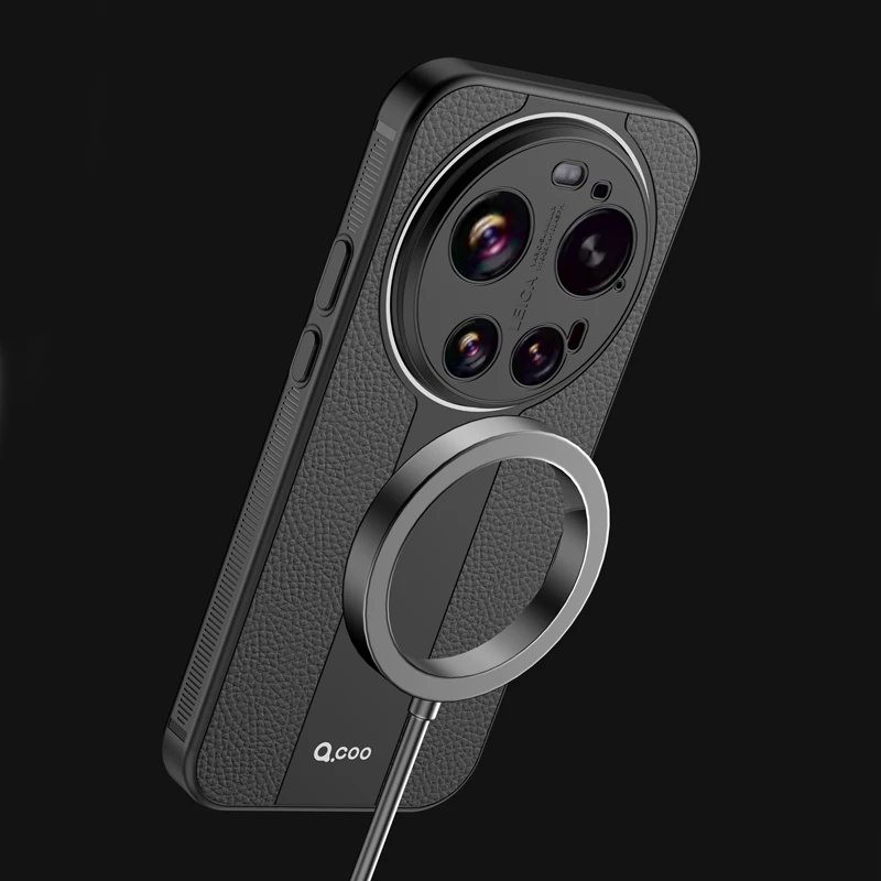 Фото Чехол для Xiaomi 17 Ultra, магнитный роскошный кожаный чехол Lichi + мягкий ТПУ, ультратонкий защитный матовый чехол для Xiaomi Mi 17 Ultra №4