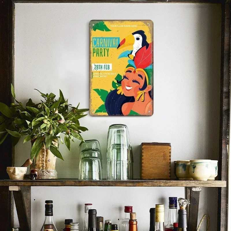 Винтажный Бразильский Туристический Постер С Флагом Страны Металлическая