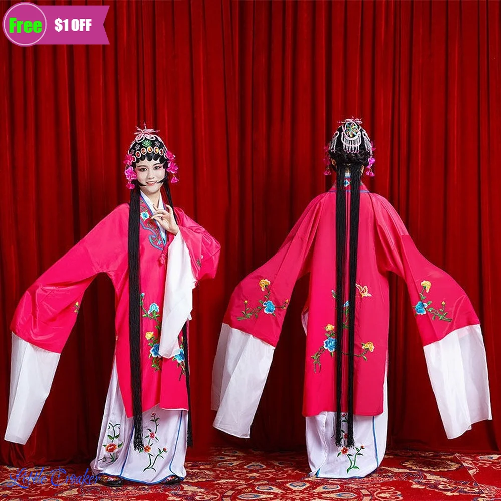 

Peking Opera Drama Costume Chinese Yue Huangmei Opera Practice Clothes Water Sleeves Miss Costume Female Performance Dress