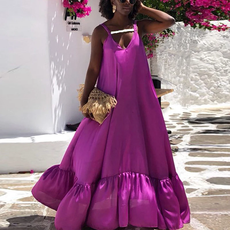 

Платье женское однотонное на бретельках с V-образным вырезом и открытой спиной