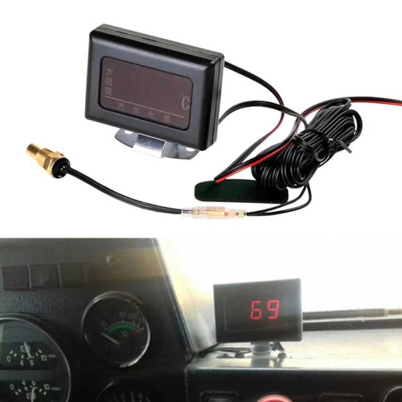 

1pcs 12V 24V Auto Car Truck With Sensor Modified Engine Tester Tool Professional Universal Digital Water Temperature Gauge