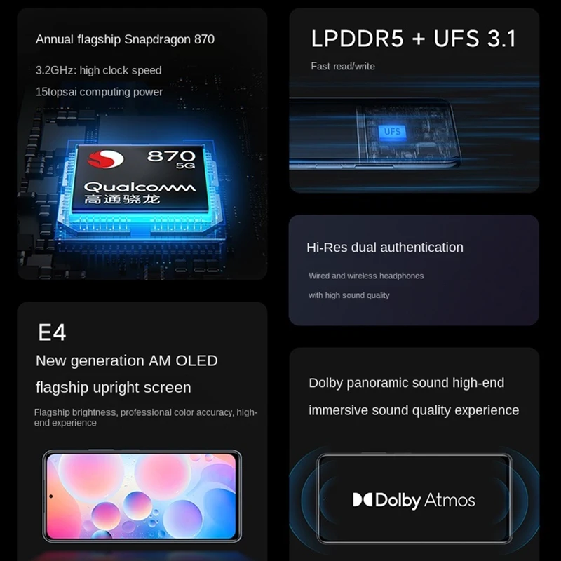 Original Global ROM Xiaomi Smartphone Redmi K40 Pro 5G Snapdragon 888 CPU 64MP Camera 120HZ Refresh Display 4520mAh NFC