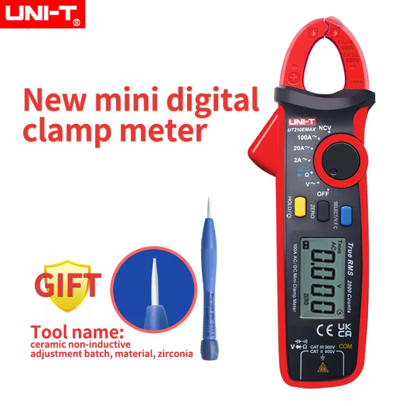 

Мини-мультиметр-зажим UNI-T UT210E MAX, цифровой электроинструмент, Зажим постоянного и переменного тока, конденсатор VFC, Бесконтактный мультиметр