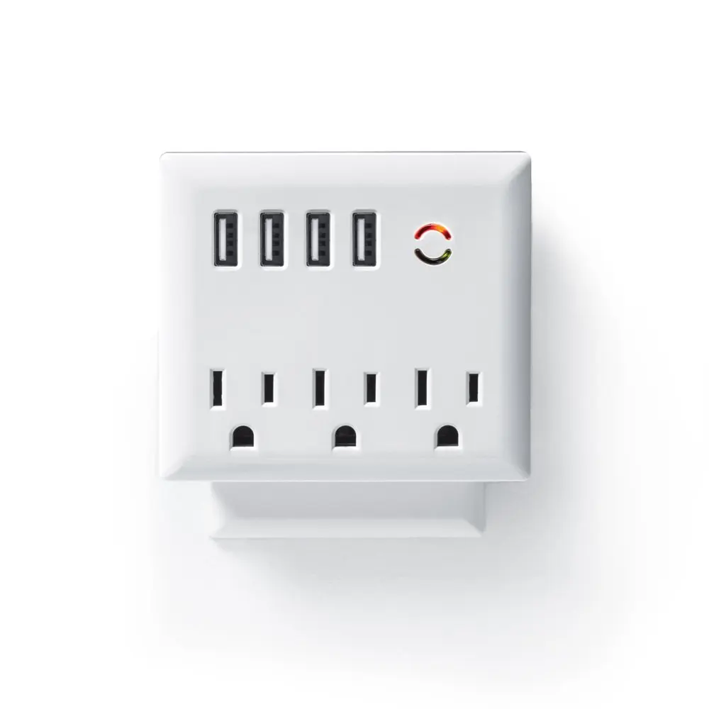 

For Surge Protector 4.2A USB Wall Charger 3-Outlet Extender 4 USB Ports and Phone Stand - White