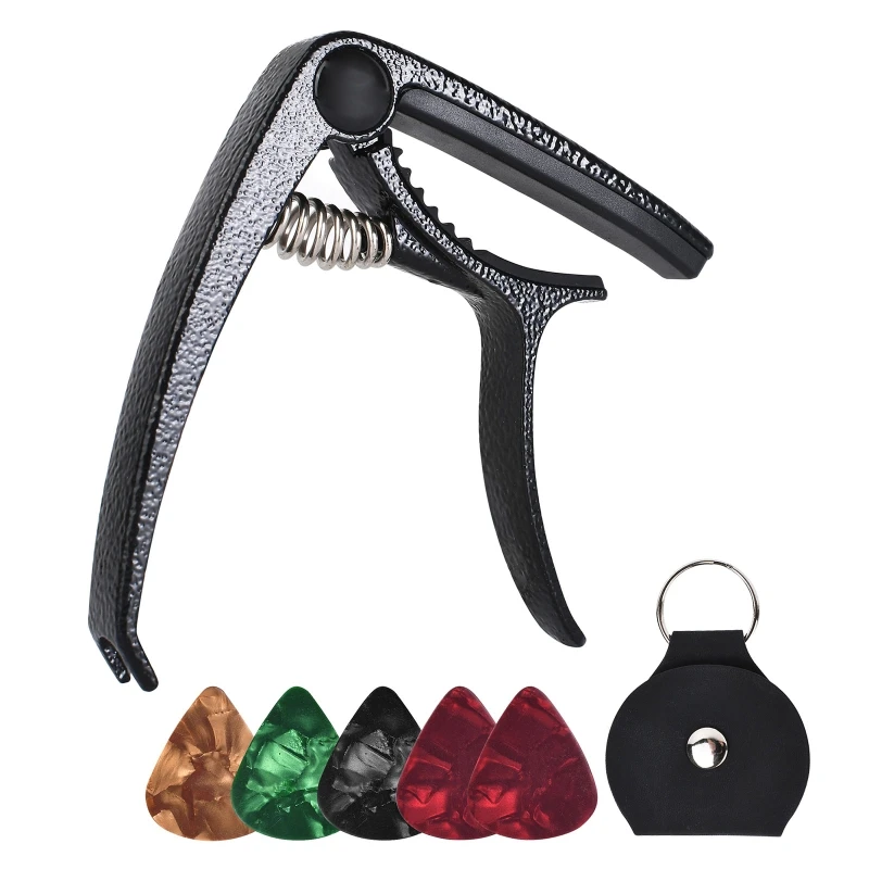 

Guitar Capo Adjustable Guitar Roll Capo with 5 Picks for Tuning Tone of Folk Classic Acoustic Electric Guitar Ukulele