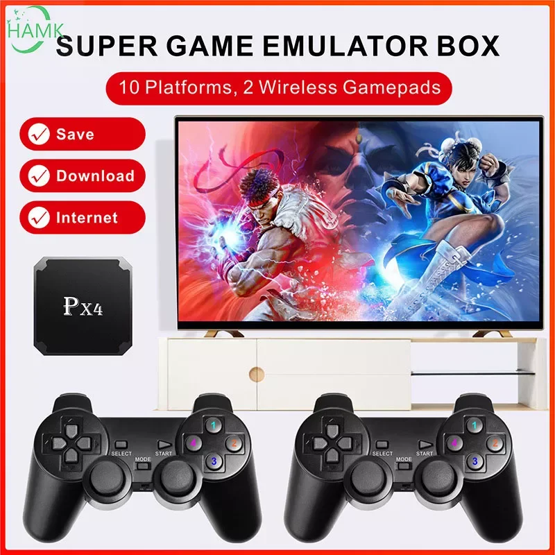 Portable retro video game console, 2.4G retro Mini arcade, with PS1 / GBA wireless control, 64g memory, 5000 games