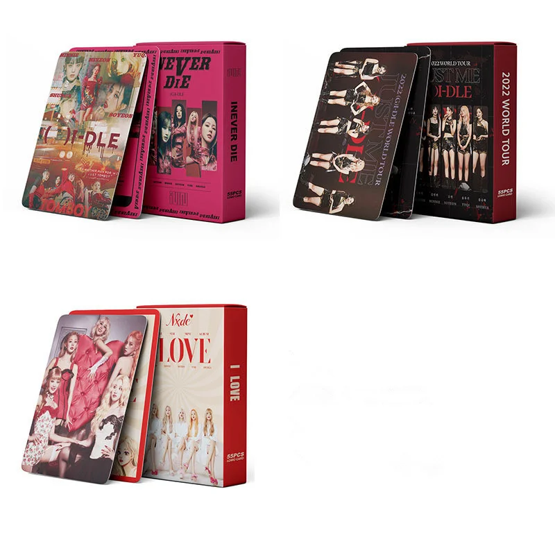 

Kpop GIDLE Anniversary Card Album Lomo (G)I-DLE Girls Burn Photo Card Minnie Postcard Fans Gift 55 Pcs/set