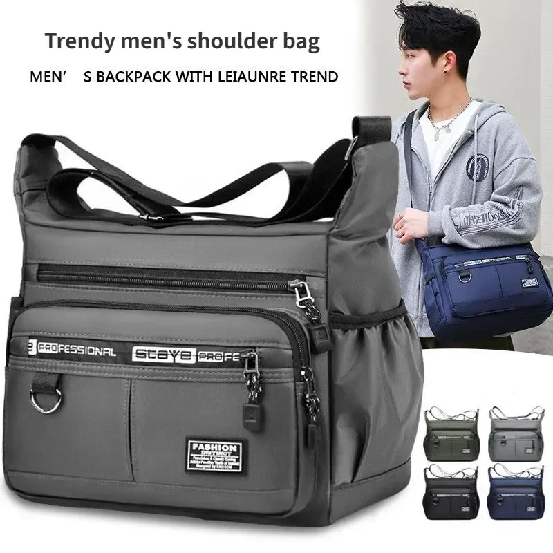 

Вместительная сумка через плечо для мужчин, мужская спортивная водонепроницаемая сумка через плечо, с несколькими деловыми карманами, из ткани Оксфорд