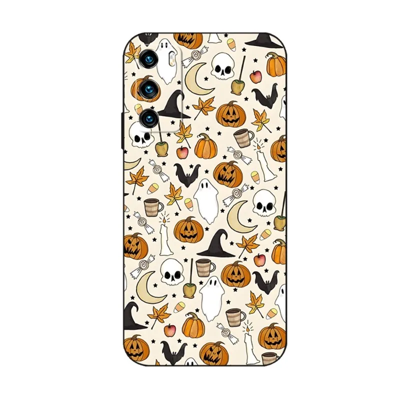 Pumpkin Cat Bat Witch Spider Phone Case For Huawei Psmart Z P40 P10 P30 P50 P20 P9 Pro Plus P8 2022 Nova 8I 8 8SE Cover images - 6