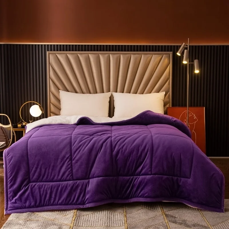 Зимнее толстое двухстороннее одеяло из искусственной овечьей шерсти мягкое