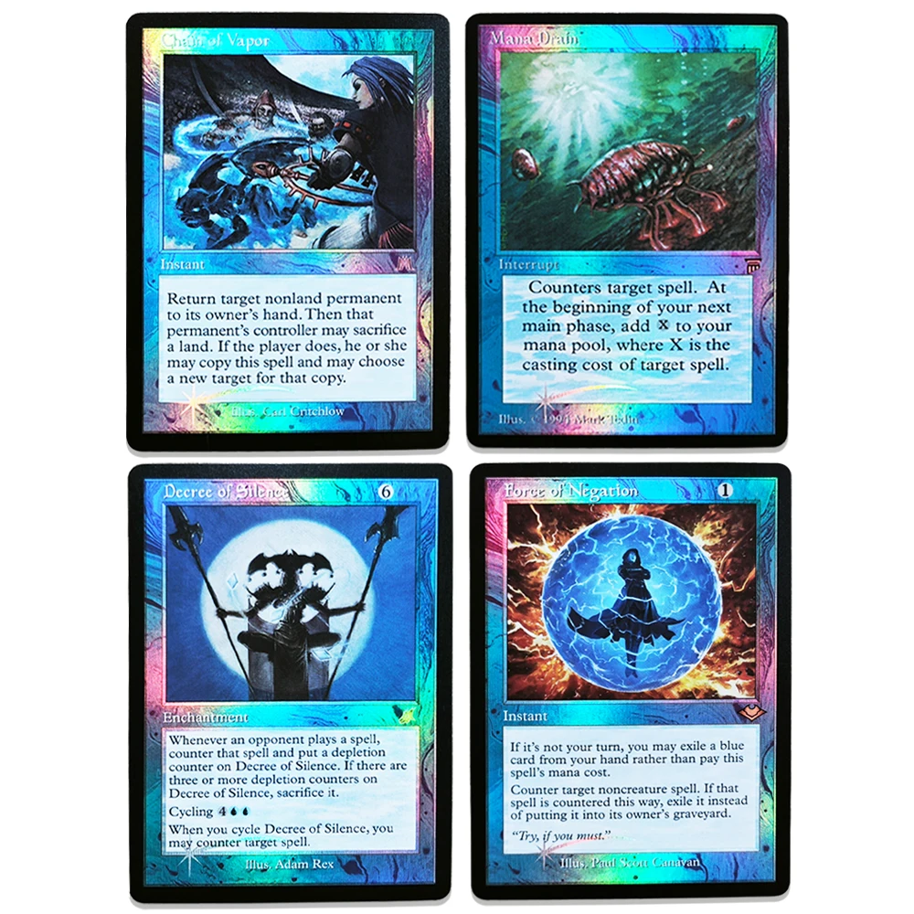 Фото Коллекционные карты BL Foil18 TCG: Редкие магические карты для игры — Сила Отрицания/Отток Маны/Закон Глушения/Цепь Паров №1