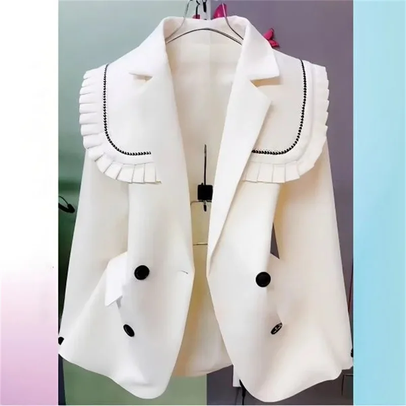 New Navy Collar in Spring and Autumn of 2023 High-Grade Feeling Fashion Personality Small Suit Black Casual Blazer Coat Trend