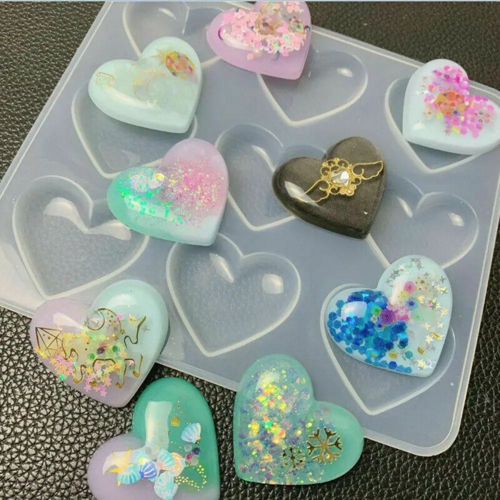 

9 Heart Silicone Pendant Mold For Making Pendant Agate Necklace Jewelry Mold Handmade Resin Mould Casting Craft DIY Tool