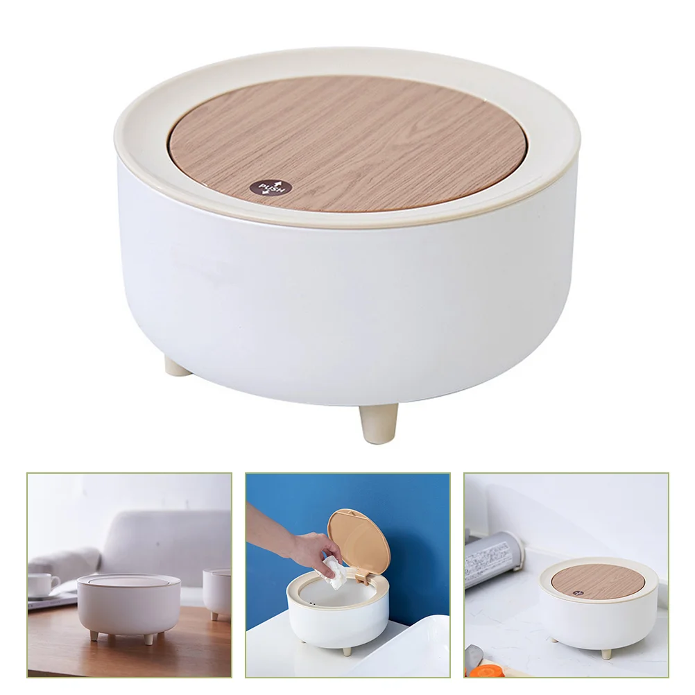 

Can Trash Garbage Lid Bin Rubbishsmall Desktop Desk Table Waste Container Mini Basket Press Type Bucket Wastebasket Bathroomcar