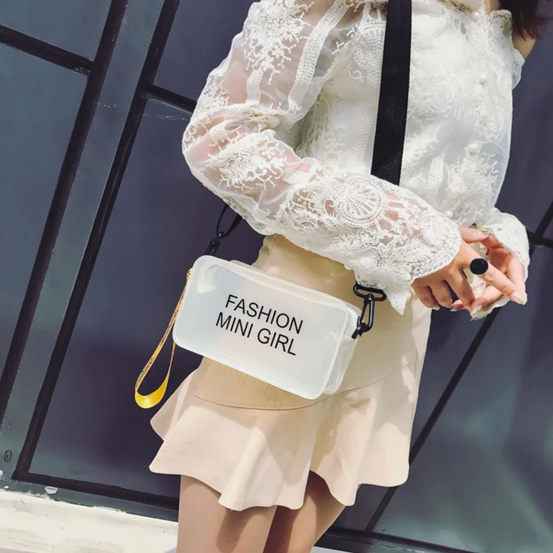 Модная Желейная Сумка Через Плечо Квадратного Дизайна С Текстом И Графическим