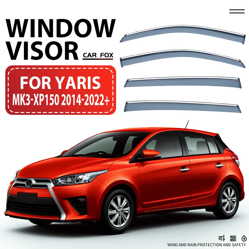 Фото 4 шт. дефлекторов окон для TOYOTA YARIS MK3-XP150 2014-2022+ Защита от солнца и дождя, ветровики для автомобиля №1