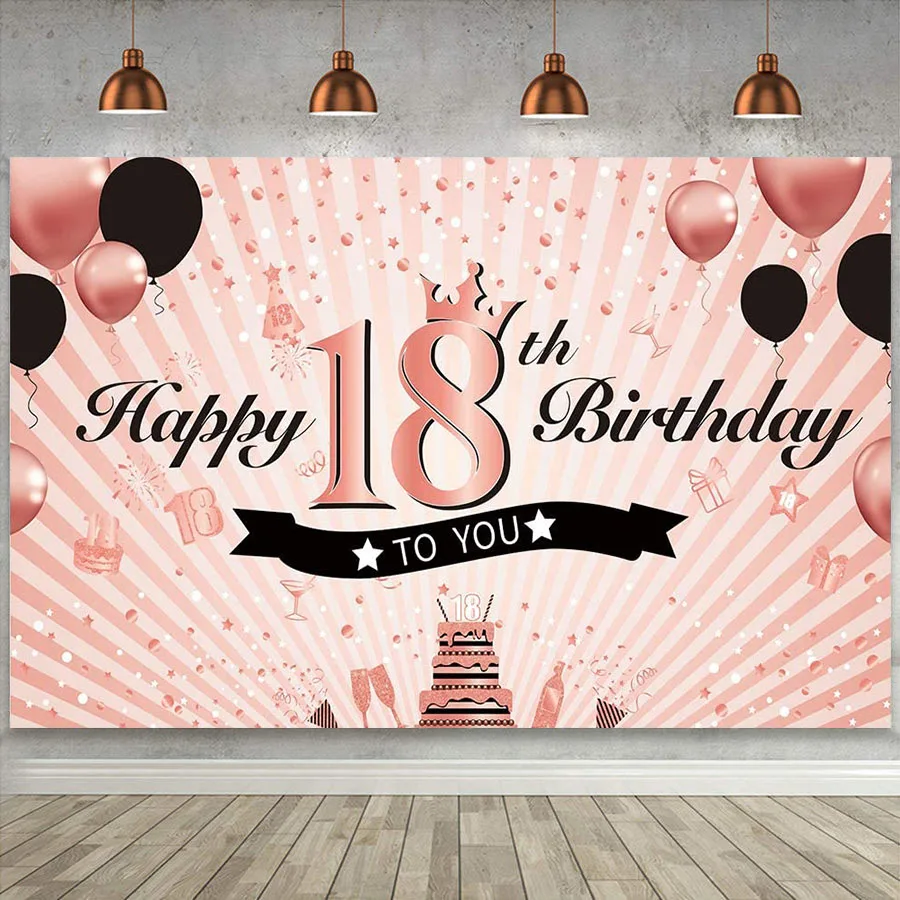 

Фон для фотосъемки с надписью «Happy 18-й день рождения»