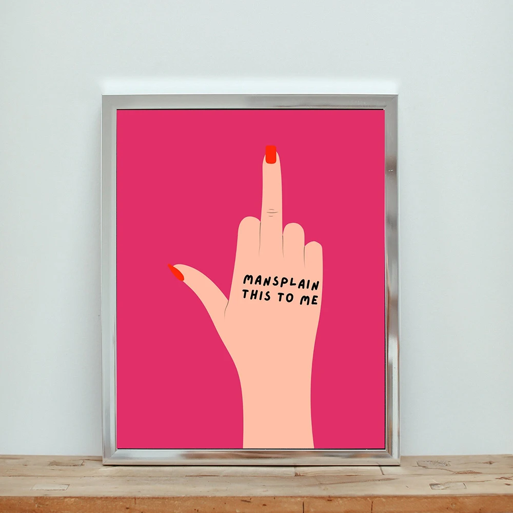 Художественная Феминистская Цитата среднего пальца настенная Картина на холсте