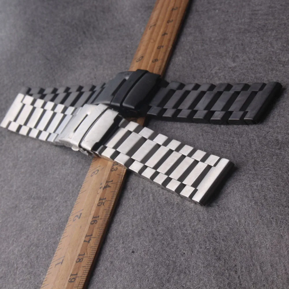 Matte Bracelet Watchband 18MM 20MM 22mm 24MM Grind arenaceous watches strap black Safety buckles UNPOLISHED Bracelet heavy bands