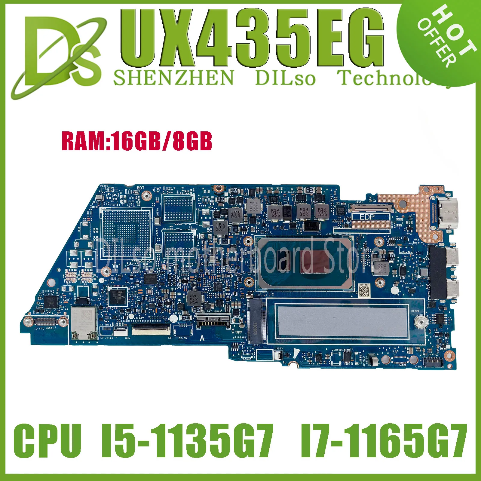 KEFU UX435EG материнская плата для ноутбука ASUS Zenbook 14 UX435 UX435EA UX435EAL UX435EGL материнская плата W/I5-1135G7 I7-1165G7 16GB/8GB-RAM