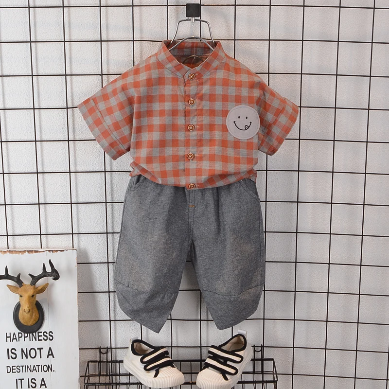 

ZL-babyclothesодежда для маленьких мальчиков, летний костюм с шортами с коротким рукавом, рубашка с принтом, повседневные шорты, костюм из двух пре...