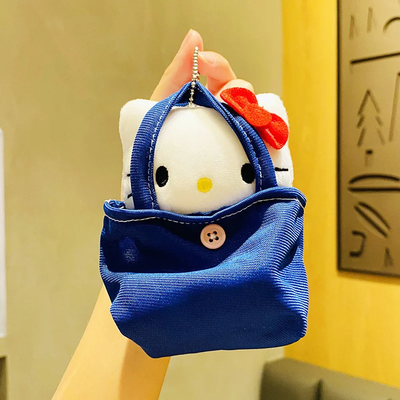 

New Sanrio Plush Bag Hello Kitty Pendant Keychain Kawaii My Melody Kuromi Keyring Anime Cinnamoroll Stuffed Toys Keychains Girls